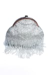 Shop_Nazaakat By Samara Singh_Silver Beads, Pearls, Fringe Beaded Batua Bag _at_Aza_Fashions