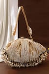Buy_Nazaakat By Samara Singh_Gold Beads, Pearls, Stones Beaded And Embellished Batua Bag _at_Aza_Fashions