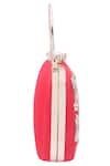 Nazaakat By Samara Singh_Red Embroidery, Pearls, Crystals Floral Clutch With Detachable Sling _Online_at_Aza_Fashions