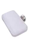 Nazaakat By Samara Singh_Silver Beads Fan Pattern Clutch With Detachable Sling _Online_at_Aza_Fashions
