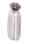 Shop_Nazaakat By Samara Singh_Silver Beads Fan Pattern Clutch With Detachable Sling _Online_at_Aza_Fashions