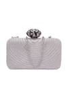 Shop_Nazaakat By Samara Singh_Silver Beads Fan Pattern Clutch With Detachable Sling _at_Aza_Fashions