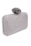 Nazaakat By Samara Singh_Silver Beads Fan Pattern Clutch With Detachable Sling _at_Aza_Fashions