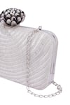 Buy_Nazaakat By Samara Singh_Silver Beads Fan Pattern Clutch With Detachable Sling 