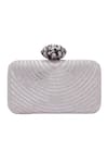 Shop_Nazaakat By Samara Singh_Silver Beads Fan Pattern Clutch With Detachable Sling 