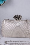 Buy_Nazaakat By Samara Singh_Silver Beads Fan Pattern Clutch With Detachable Sling _at_Aza_Fashions