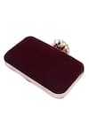 Buy_Nazaakat By Samara Singh_Maroon Beads, Embroidery Floral Grid Clutch Bag _Online_at_Aza_Fashions