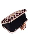 Shop_Nazaakat By Samara Singh_Maroon Beads, Embroidery Floral Grid Clutch Bag _Online_at_Aza_Fashions