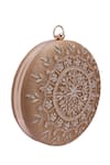 Nazaakat By Samara Singh_Gold Beads, Sequins, Embroidery Round Clutch With Detachable Sling _at_Aza_Fashions