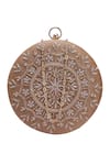 Shop_Nazaakat By Samara Singh_Gold Beads, Sequins, Embroidery Round Clutch With Detachable Sling _at_Aza_Fashions