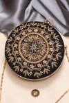 Buy_Nazaakat By Samara Singh_Black Embroidery, Beads, Sequins Round Clutch Bag _at_Aza_Fashions