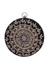 Nazaakat By Samara Singh_Black Embroidery, Beads, Sequins Round Clutch Bag _at_Aza_Fashions