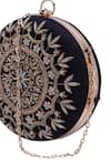 Shop_Nazaakat By Samara Singh_Black Embroidery, Beads, Sequins Round Clutch Bag 