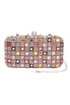 Buy_Nazaakat By Samara Singh_Gold Mirrors, Beads And Embellished Silk Clutch _at_Aza_Fashions
