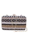 Shop_Nazaakat By Samara Singh_Black Beads, Sequins, Pearls, Stones Geometric Beaded And Embellished Clutch _at_Aza_Fashions