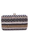 Buy_Nazaakat By Samara Singh_Black Beads, Sequins, Pearls, Stones Geometric Beaded And Embellished Clutch 
