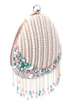 Shop_Nazaakat By Samara Singh_Off White Pearls, Beads, Chains And Embellished Clutch Bag _Online_at_Aza_Fashions