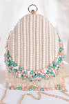Buy_Nazaakat By Samara Singh_Off White Pearls, Beads, Chains And Embellished Clutch Bag _at_Aza_Fashions