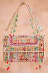Buy_Nazaakat By Samara Singh_Multi Color Beads, Stones, Crystals, Beaded Pearl And Embellished Flap Bag _at_Aza_Fashions