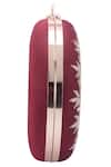 Shop_Nazaakat By Samara Singh_Maroon Beads, Sequins, Embroidery Round Clutch Bag _Online_at_Aza_Fashions