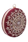 Buy_Nazaakat By Samara Singh_Maroon Beads, Sequins, Embroidery Round Clutch Bag 