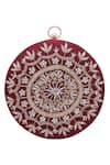 Shop_Nazaakat By Samara Singh_Maroon Beads, Sequins, Embroidery Round Clutch Bag _at_Aza_Fashions