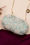 Buy_Nazaakat By Samara Singh_Blue Beads, Sequins Beaded And Embroidered Clutch Bag _at_Aza_Fashions