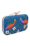 Nazaakat By Samara Singh_Blue Beads, Embroidery Beaded Bird And Floral Clutch _at_Aza_Fashions