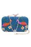 Buy_Nazaakat By Samara Singh_Blue Beads, Embroidery Beaded Bird And Floral Clutch 