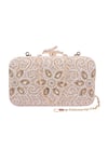 Shop_Nazaakat By Samara Singh_White Beads, Crystals, Stones Beaded And Embellished Clutch _at_Aza_Fashions