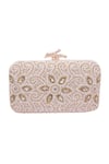 Nazaakat By Samara Singh_White Beads, Crystals, Stones Beaded And Embellished Clutch _at_Aza_Fashions