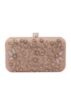 Nazaakat By Samara Singh_Gold Beads, Stones Embroidered Floral Motif Clutch With Sling _at_Aza_Fashions