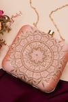 Buy_Nazaakat By Samara Singh_Pink Beads, Sequins, Embroidery Mandala Motif Box Clutch _at_Aza_Fashions