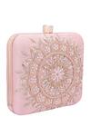 Nazaakat By Samara Singh_Pink Beads, Sequins, Embroidery Mandala Motif Box Clutch _at_Aza_Fashions