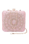 Shop_Nazaakat By Samara Singh_Pink Beads, Sequins, Embroidery Mandala Motif Box Clutch _at_Aza_Fashions