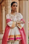 Buy_Ajiesh Oberoi_Ivory Silk, Tissue Mirrors, Embroidery, Sequins, Beads Round Jugni Sharara Set _Online_at_Aza_Fashions