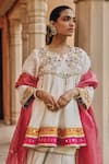 Shop_Ajiesh Oberoi_Ivory Silk, Tissue Mirrors, Embroidery, Sequins, Beads Round Jugni Sharara Set _Online_at_Aza_Fashions