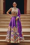 Buy_Ajiesh Oberoi_Purple Silk, Organza Mirrors, Gota Patti, Tassels, Embroidery Jash-e-lehenga Set _at_Aza_Fashions