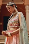 Shop_Ajiesh Oberoi_Pink Silk, Tissue, Net Mirrors, Gota Patti, Sequins, Tara Lehenga Set _Online_at_Aza_Fashions