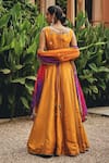 Shop_Ajiesh Oberoi_Mustard Silk, Organza Gota Patti, Mirrors, Embroidery, Heer Panelled Lehenga Set _at_Aza_Fashions