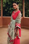 Shop_Ajiesh Oberoi_Pink Silk, Organza Embroidery, Mirrors, Gota Patti, Gul Bahar Kurta Salwar Set _Online_at_Aza_Fashions