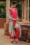 Buy_Ajiesh Oberoi_Pink Silk, Organza Embroidery, Mirrors, Gota Patti, Gul Bahar Kurta Salwar Set _at_Aza_Fashions