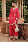 Buy_Ajiesh Oberoi_Pink Silk, Organza Embroidery, Mirrors, Gota Patti, Gul Bahar Kurta Salwar Set 