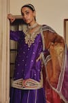 Shop_Ajiesh Oberoi_Purple Silk, Tissue Zari, Sequins, Embroidery, Raatrani Elegance Sharara Set _Online_at_Aza_Fashions
