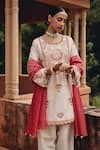 Ajiesh Oberoi_Ivory Tissue Mirrors, Embroidery, Sequins Round Noorani Grace Kurta Salwar Set _Online_at_Aza_Fashions