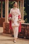 Buy_Ajiesh Oberoi_Ivory Tissue Mirrors, Embroidery, Sequins Round Noorani Grace Kurta Salwar Set _Online_at_Aza_Fashions