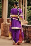 Shop_Ajiesh Oberoi_Purple Silk, Organza Embroidery, Mirrors, Metallic Thread, Mehfil Dhoti Pant Set _at_Aza_Fashions