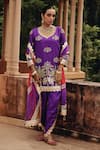 Buy_Ajiesh Oberoi_Purple Silk, Organza Embroidery, Mirrors, Metallic Thread, Mehfil Dhoti Pant Set _at_Aza_Fashions