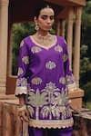 Shop_Ajiesh Oberoi_Purple Silk, Organza Embroidery, Mirrors, Metallic Thread, Mehfil Dhoti Pant Set _Online_at_Aza_Fashions