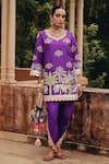 Ajiesh Oberoi_Purple Silk, Organza Embroidery, Mirrors, Metallic Thread, Mehfil Dhoti Pant Set _at_Aza_Fashions